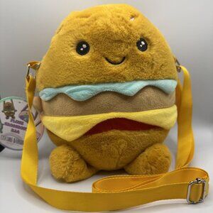 Cheeseburger Plush Crossbody Bag by Chasing Rainbow Kids Novelty Handbag, Yellow